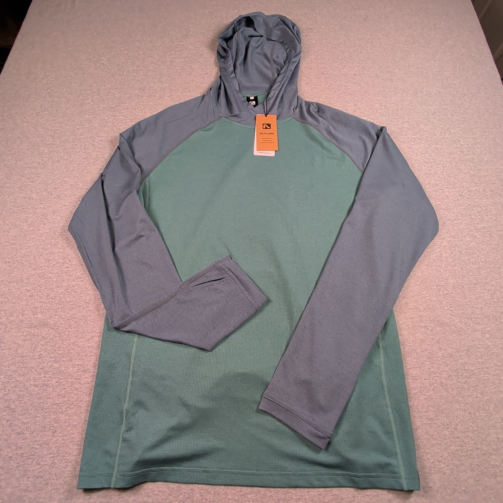 Flylow Mens Bandit Shirt Sea Ocean Hooded Sun Hoodie Large 0022-407-05 NWT